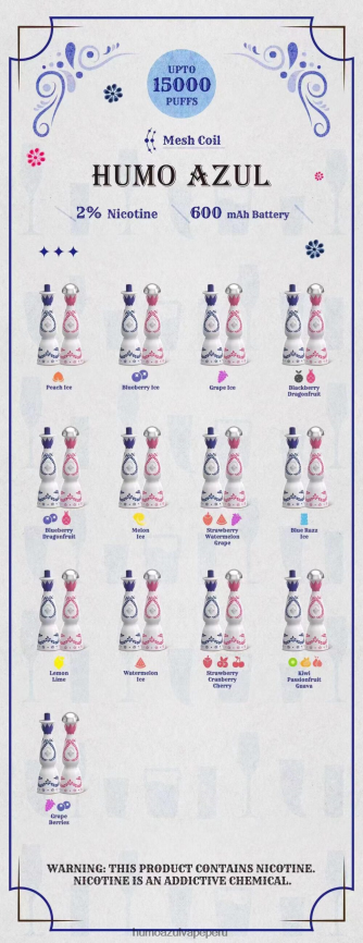 Humo Azul Vape Perú - Humo Azul 15000 bocanadas desechable 0842L81